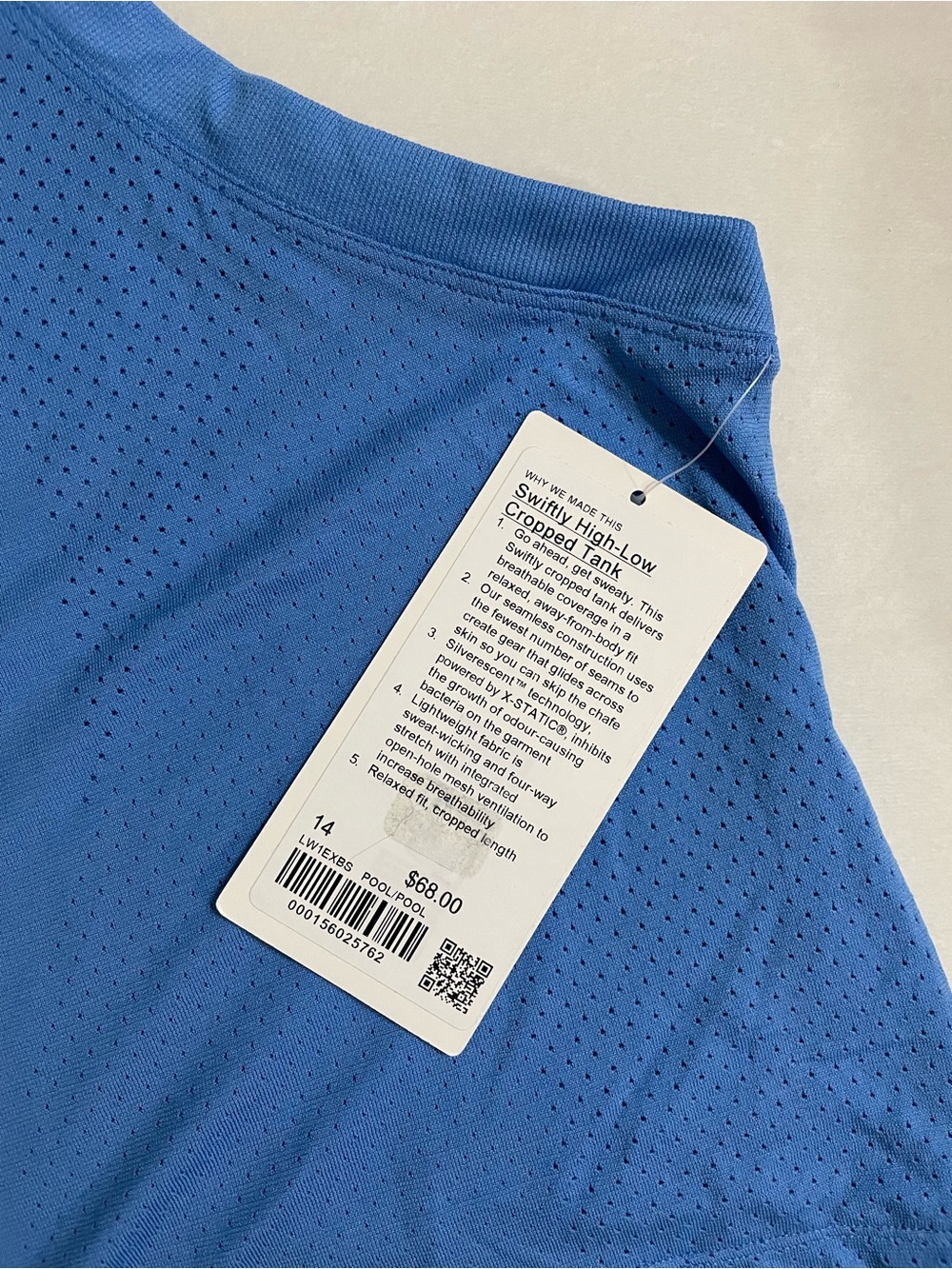 Lululemon NWT Swiftly High Low Cropped Tank Top Pool Party Blue Size 14 - Picture 8 of 11